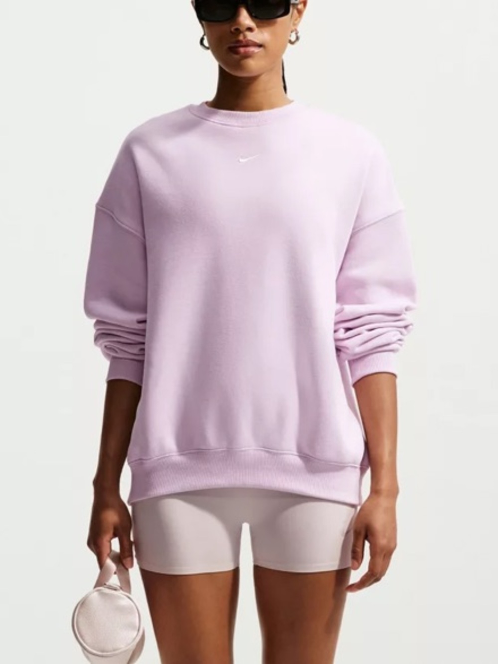 Nike Women's Studio Fleece Oversized Crew-Bleached Lilac